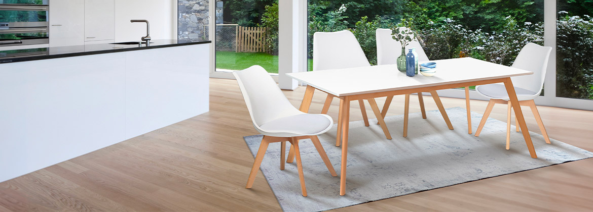 Table scandinave extensible rectangle INGA 6-8 personnes blanche 160-200 cm